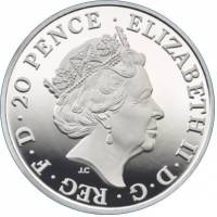 (№2016) Монета Великобритания 2016 год 20 Pence (Британия - Серебро)